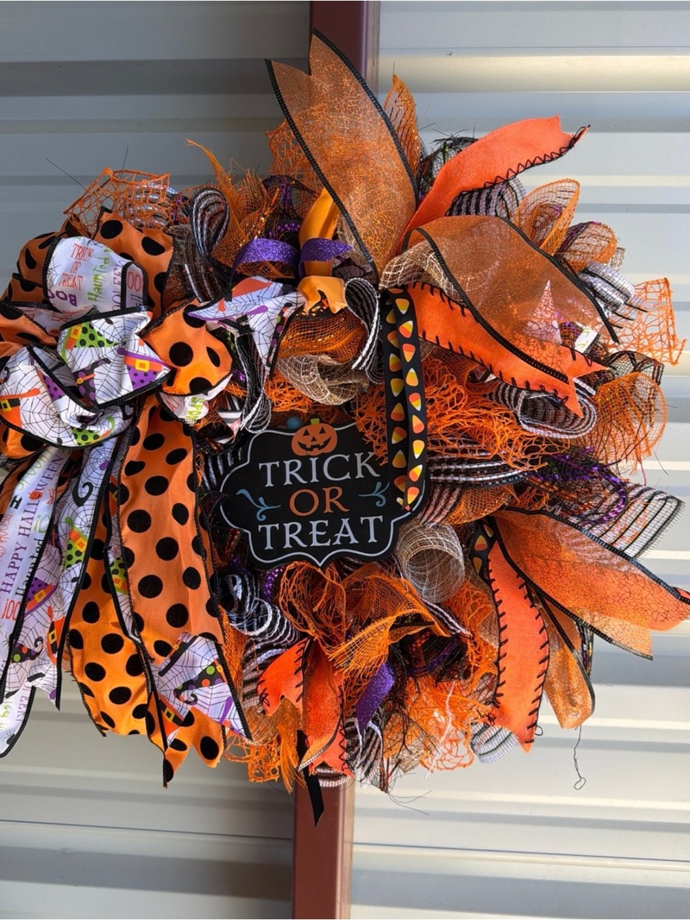 Halloween 'Trick or Treat' Orange Decorative Wreath